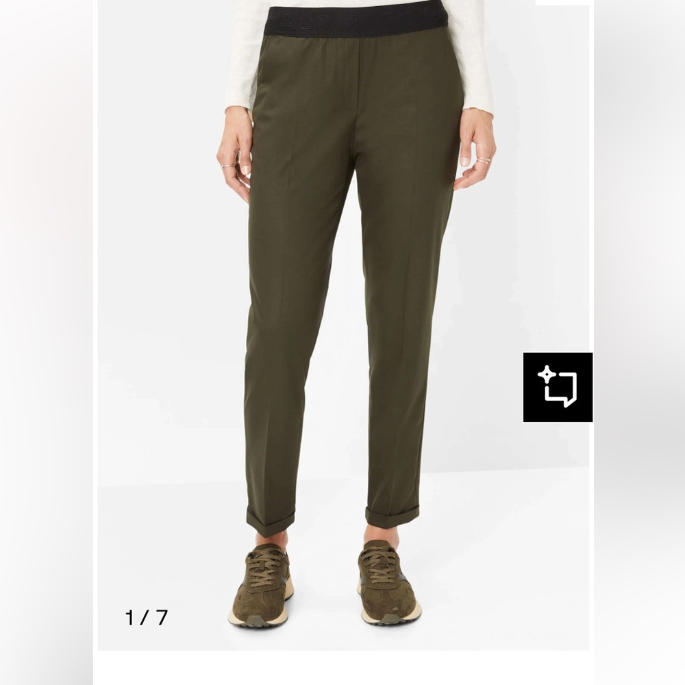 Brax Feel Good Pants Elastic‎ Waist Olive Green Size 29